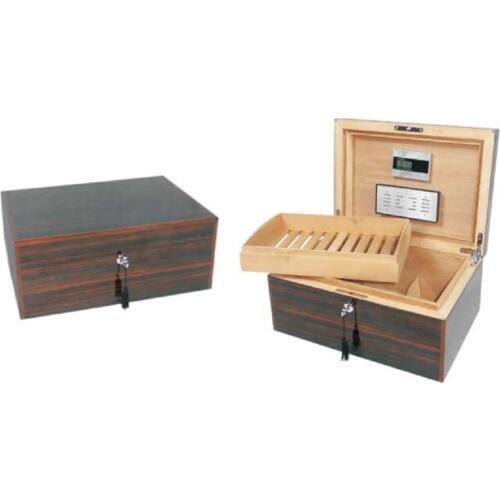 Macassar Solid Wood Veneer piano finish Cigar Humidor Large Size Cigar Box High Gloss Cigar Storage Box puros habanos accesorios