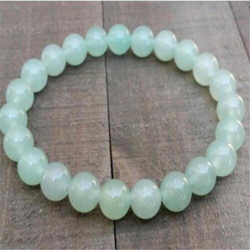 8mm Aquamarine Jade Bracelet Reiki Unisex Buddhism Stretchy Monk Yoga Mala Bead Pray Lucky Wrist Sutra