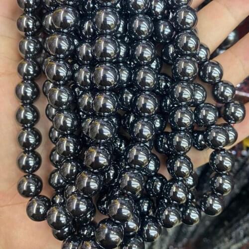 Natural Stone Black Hematite Beads 10mm Round Loose Gemstone Beads DIY For Jewelry Making Hematite Bracelet Necklace 15'' Strand