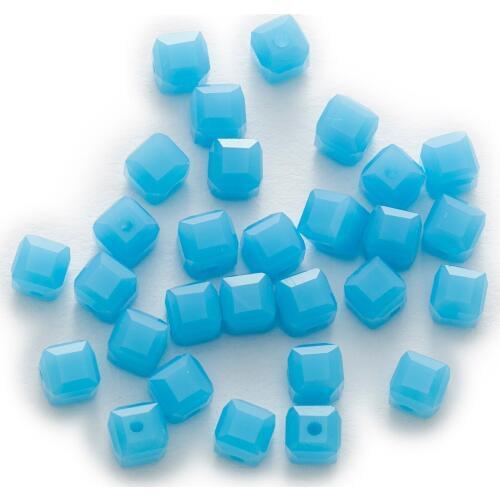50 Piece Lake Blue Color Cut Faceted Crystal Glass Square Beads Jewelry Making For Handmade Bracelet Necklaces DIY 4-8mm