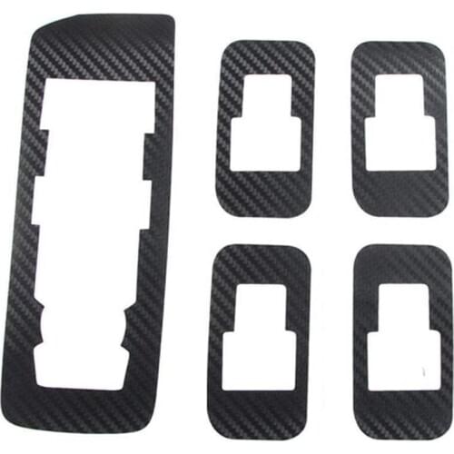 5PCS Black Carbon Fiber Car Door Window Switch Button Cover Trim Sticker Decor for Ford F150 2015 -2020 Accessories