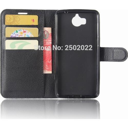 Pure Black Case For Huawei Mya-L41 Case PU Leather Wallet Cover Flip Phone Case For Huawei Y6 2017 Y 6 Mya-L41 Mya-L11 Mya L41