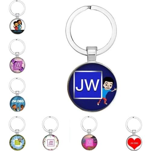 Brand New 25mm Handmade JW.ORG Keychain JehovahS Witnesses JW Glass Photo Cabochon Keychain Bag Keychain Pendant