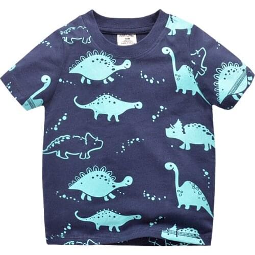 High-quality 2019 Summer boy girl t-shirt Jurassic World dinosaur Print car 3D Embroidery Cotton Kids Tees tops baby clothes