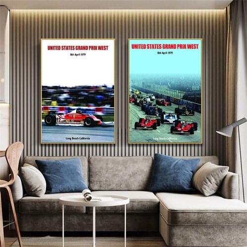 United States Grand Prix West Race Race Car Vintage Poster Print On Canvas Painting Home Decor Wall Picture For Living Room