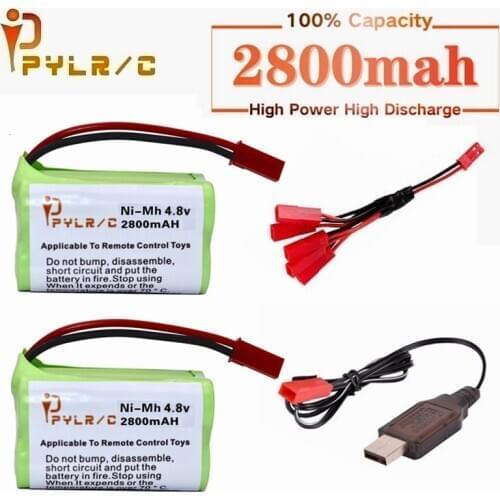 JST)4.8V 2800mah NiMH Battery And Charger For Rc toys Cars Tanks Robots Guns Boats 2800mah AA 4.8V Rechargeable Battery Pack