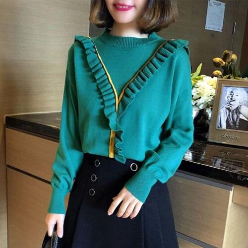 Ruffles Sweater women autumn women long sleeve pull femme pullover