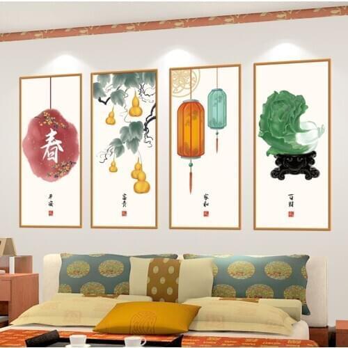 Chinese Style Creative 3D Wall Sticker New Spring Home Decor Living Room Sofa Backdrop Wallpaper Mural Bedroom Decor Painting