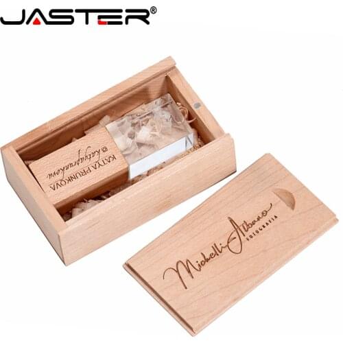 JASTER Stylish wooden crystal creative USB 2.0 flash drive 4GB 8GB 16GB 32GB 64GB Photography Memory storage U disk FREE LOGO