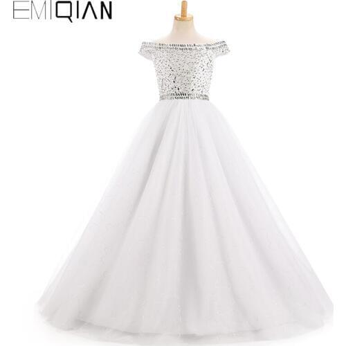 Beautiful Cap Sleeve Kids Formal Wedding Party Dress Puffy Gown Sparkly Bead Sequin Toddler Ball Gowns Cheap Flower Girl Dresses