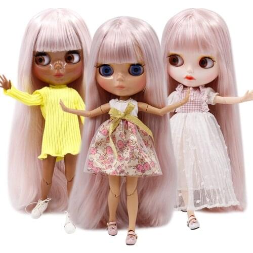 ICY DBS Blyth Doll joint body glossy face pink long straight hair DIY sd gift toy