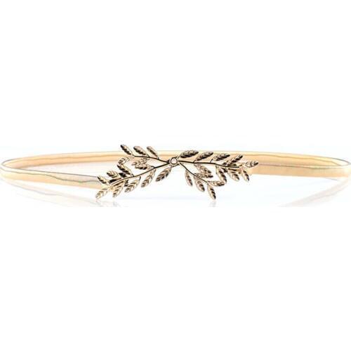 Hot Women Belt Leaf Design Clasp Front Stretch Metal Waist Belt Skinny Elastic Ceinture 2018 New Style Women Waistband NL16