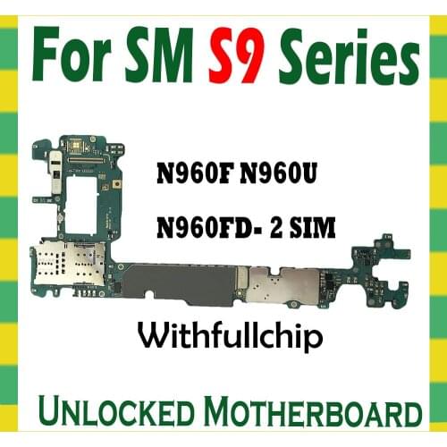 For Samsung Galaxy Note 9 N960F N960U N960FD Dual SIM Original Unlocked Motherboard Full Chips Unlock Logic Board Mainboard OS