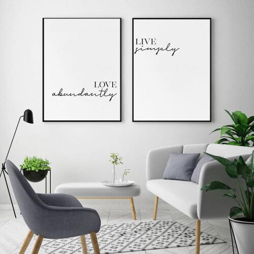 Minimalist Love Abundantly Poster Live Simply Canvas Painting Nordic Quote Art Print Modern Wall Picture For Bedroom Home Decor