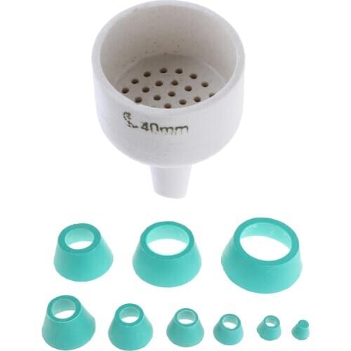 Pack of 9pcs Rubber Buchner Funnel Flask Tapered Filter Adapter Cone Set&Porcelain Buchner Funnel Chemistry Labware 40mm