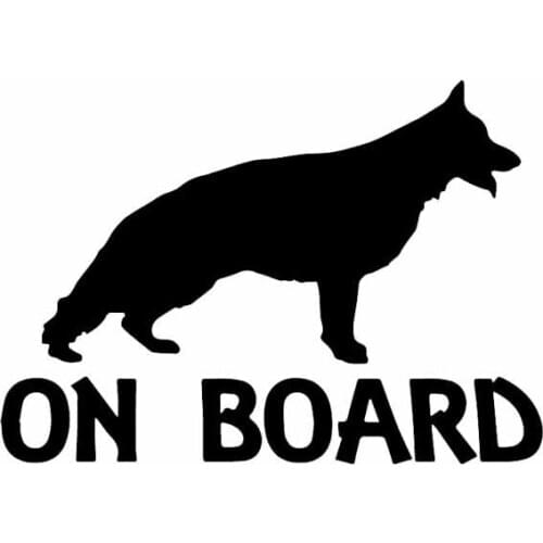 German Shepherd on Board Funny Animal Decoration Decal Car Decal Pvc Motorcycle Car Decal Sticker, Black/white, 10cm*14cm