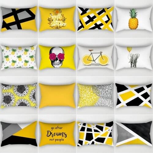 Hot Sale Yellow Geometric Pillow Cover Polyester Modern Designer Cushion Cover Pillows Decor Home Throw Decorative Pillowcases