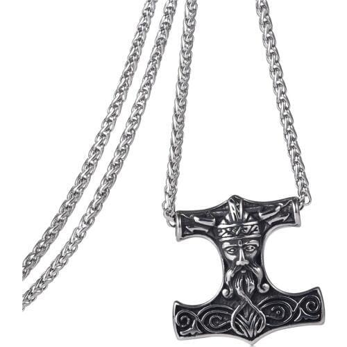Stainless Steel Viking Norse Odin Thors Mjolnir Hammer Men Sonnenrad scandinavian Necklace pendant Jewelry