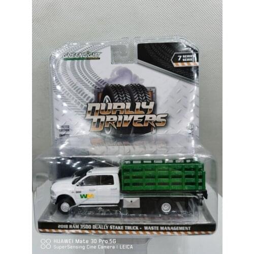 NEW GREENLIGHT 1:64 2018 RAM 3500 DUALLY STAKE TRUCK Waste Management Collection diecast simulation model car toys
