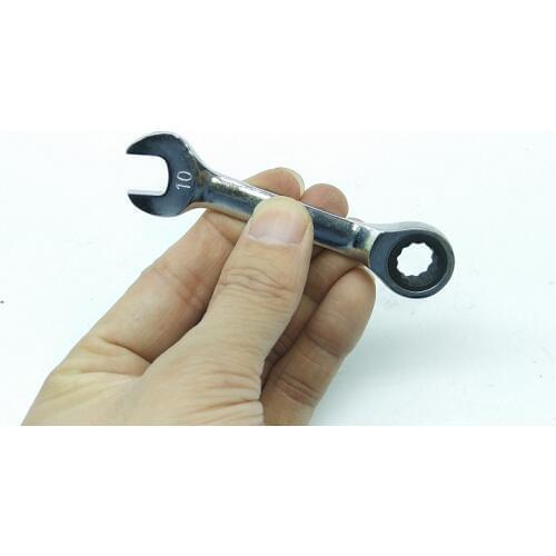New 1pcs CR-V 72T Stubby Ratchet Wrench Mini Combination Wrench Open End Wrench DIN.c 8 9 10 11 12 13 14 15 16 17 18 19mm