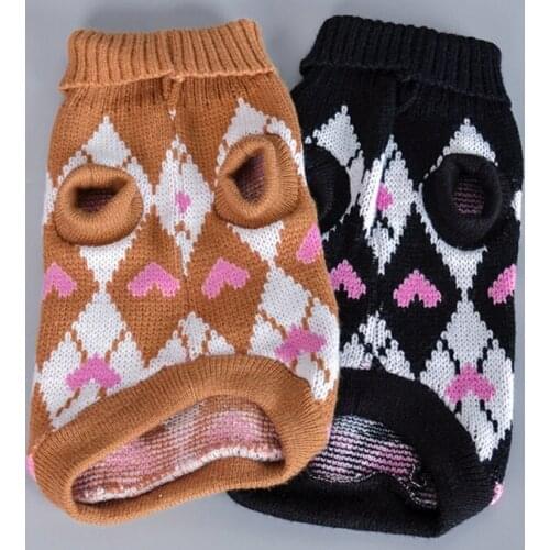 Pet Clothes Autumn Winter Warm Dogs Knitting Sweater Clothing Cute Love Pattern Puppy Pullover Outfits For Chihuahua Yorkies