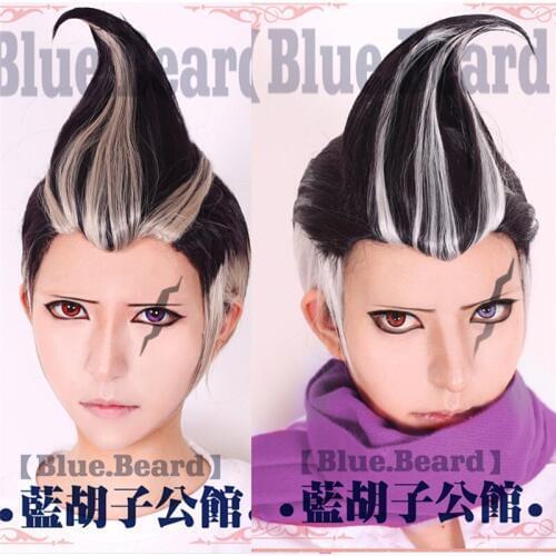New Cool Danganronpa Dangan Ronpa Tanaka Gandamu Cosplay Wig Role Play Black White Hair Halloween Costume Wigs + Wig Cap