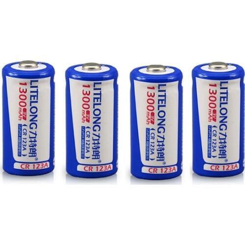 4PCS/ LITELONG CR123A rechargeable lithium battery 3V lithium camera battery 16340 batteries 1300mah