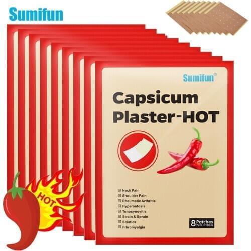 8Pcs/bag Pepper Hot Pain Relief Plaster Neck Back Shoulder Knee Chinese Herbal Medical for Rheumatoid Arthritis Patch