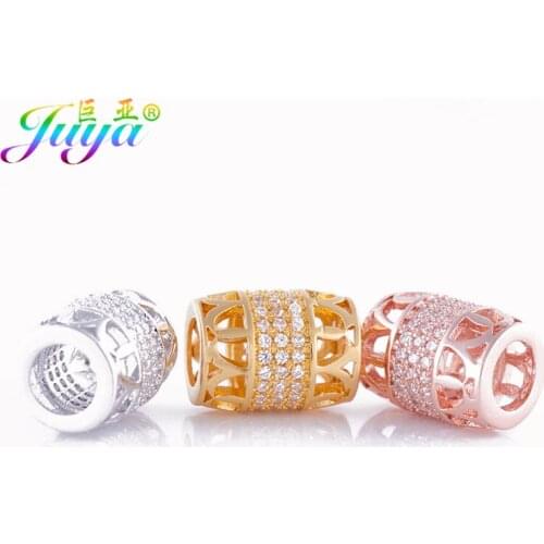 Hollow Metal Beads Supplies Gold/Rose Gold Big Hole Charm Beads For Women Men Beadwork Natural Stone Pearl Jewelry Making