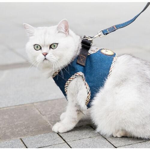 Cat Traction Rope Anti-break Away Vest-style Chest Harness Rope Teddy Bichon Walking Cat Pet Kitty supplies