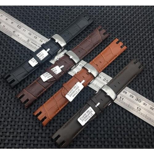 Bamboo Pattern Strap Genuine Leather Watchstrap Pin Clasp Bracelets for Swatch YRS403 401 402G 412 413 418 Watches Accessories