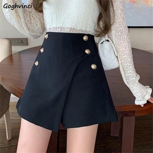 Shorts Women Asymmetrical High Waist All-match Simple Ulzzang Chic Vintage Black Leisure Students Basic Teens Popular Classic