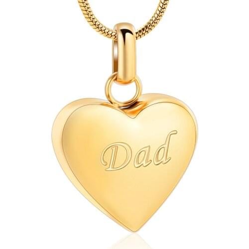 Dad in My Heart Cremation Jewelry for Ashes Pendant Holder Stainless Steel Keepsake Urns Memorial Necklace for Human