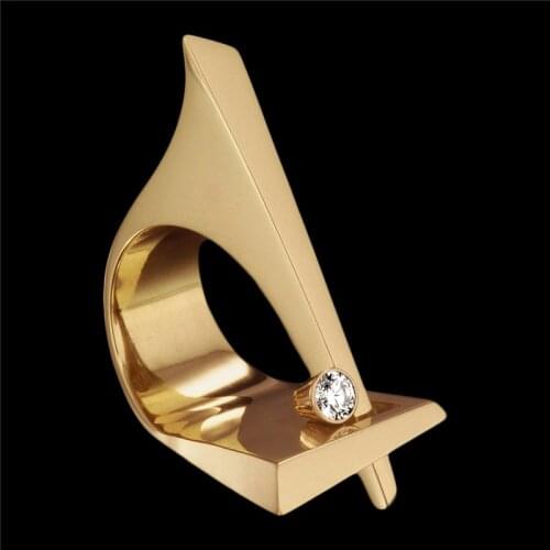 Unique Female Geometric Shape Finger Ring Vintage Gold Filled Party Engagement Ring Fashion Crystal Wedding Rings For Women