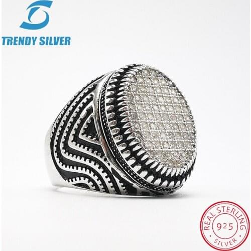 Silver 925 fine jewelry man rings men accessories turquoise gemstone natural onyx agate wholesale TRENDY SILVER