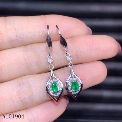KJJEAXCMY boutique jewelry 925 sterling silver inlaid natural emerald gem ladies luxury earrings support detection