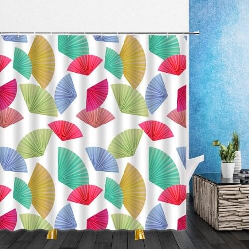 Cartoons Shower Curtains Summer Green Plants Colorful Leaves Leaf 3D Bathroom Home Decor Waterproof Polyester Cloth Curtain Set