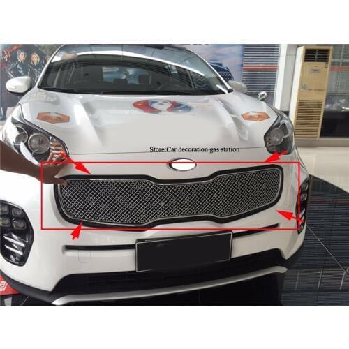 Car body cover protection detector stainless steel trim Front up Grid Grill Grille Around 1pcs For kia Sportage KX5 2016 2017