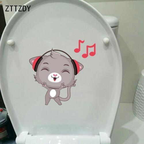 ZTTZDY 23.9*23.7CM Wall Decal Animal Toilet Sticker BedRoom Home Decoration Cats Listening To Music T3-0399