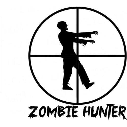 10.1CM*11.6CM Zombie Hunter Funny Humor Walking Dead Vinyl Car Sticker And Deals Shooting Stickers Black Sliver C8-0441