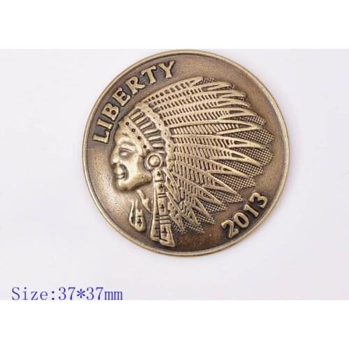 10pc 37X37MM Brass Apache Indian Head Liberty Conchos For Belt Leather Craft Decoration Screw Back