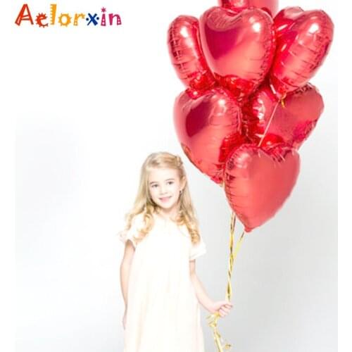 10Pcs/Lot Heart Pattern Aluminum Foil Balloons 18 Inch Child Adult Birthday Wedding Decor Party Supplies Birthday Balloons