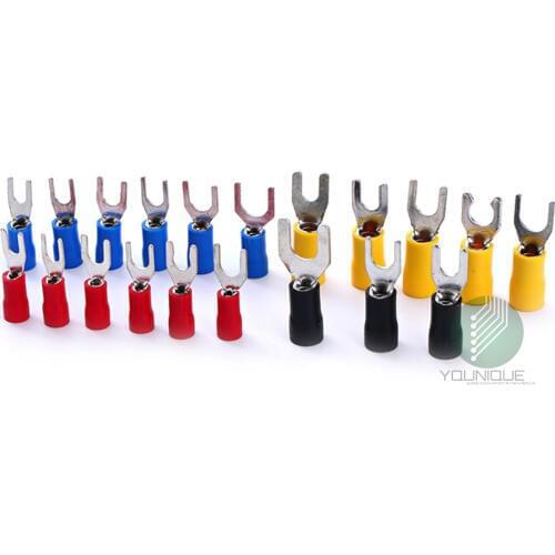Insulated Fork Spade Wire Connector Electrical Crimp Terminal 10-22AWG 100 Pack