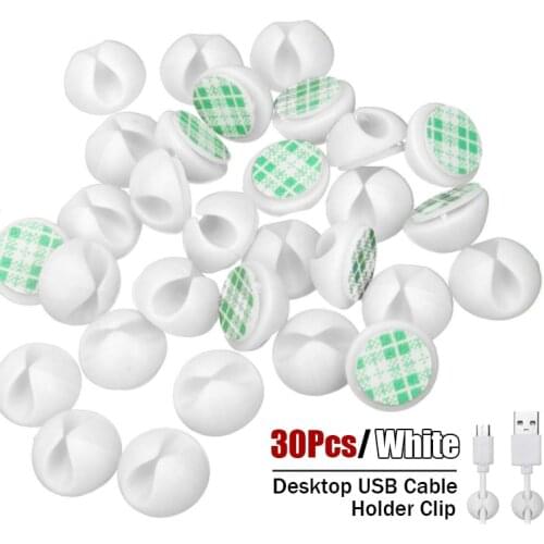 30pcs Clips Car Desk Wall USB Wire Cable Line Fastener Clip Clips Holders Organizer Retainer Clamp Clamps Tie Lines Fixed Clips
