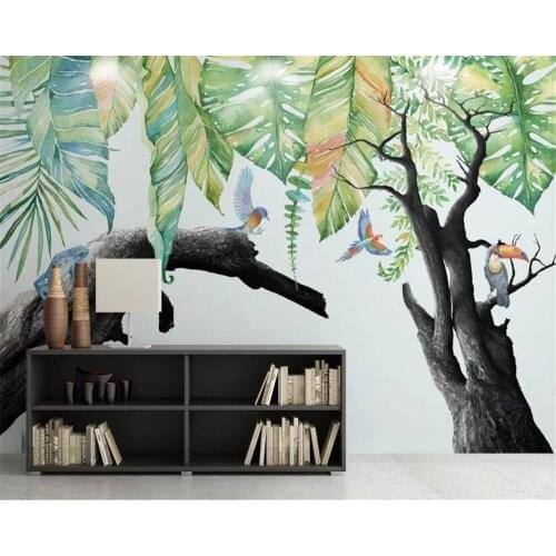 Beibehang Custom 3D Mural Home Decor Wallpaper Fashion Tropical Rainforest Plant Dead Tree Wall Living Room Mural
