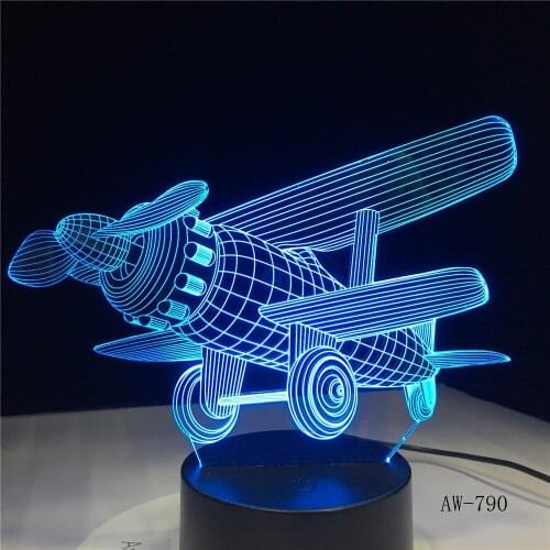 Glider Plane 3D LED Lamp 7 Color Change Touch Switch Small Night Light Atmosphere Lamp Bedroom Light For New Year Gift AW-790
