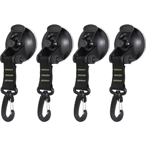 4pcs Hanger Clothes Hook Camp Supplies Outdoor Suction Cup Anchor Securing Hook Tie Down Camping Tents Carabiner