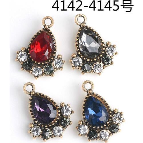 50pcs/lot 20*16mm Crystal Glass Charms Metal Frame Tear Water Drop Stone Beads Pendant For DIY Jewelry Making Accessories