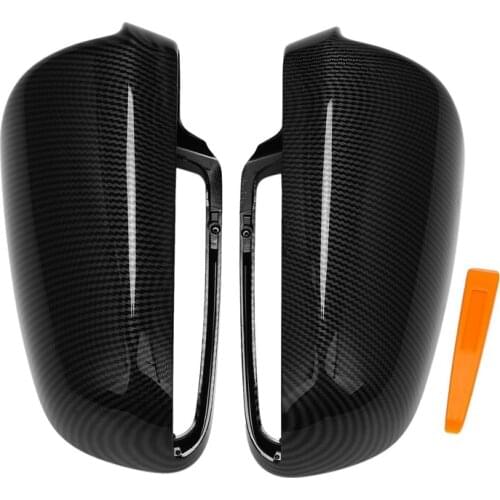 Car Carbon Fiber Style Mirror Cover Caps For- A3 8P A4 B6 B7 A6 4F C6 Pre-LCI 04-08