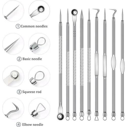 Blackhead Comedone Acne Pimple Blackhead RemoverExtractor Stainless Tool Spoon for Face Skin Care Tool Needles Facial Pore Clean